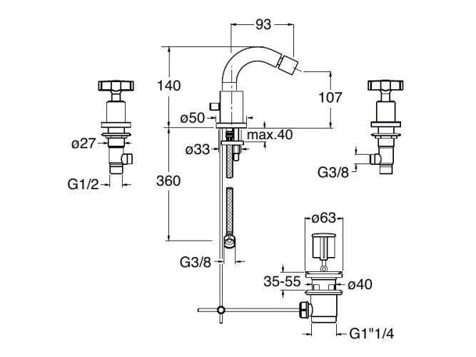 Смеситель для биде CRISTINA CROSS ROAD CR33077