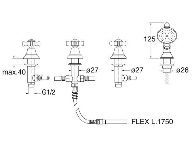 Смеситель на борт ванны CRISTINA CANOVA CN12234
