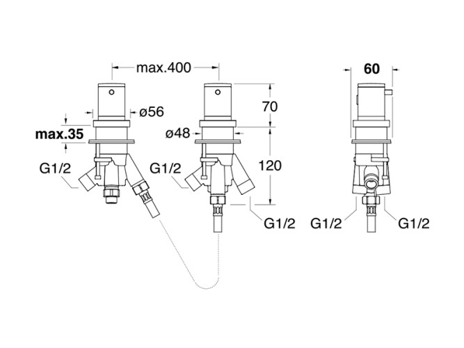 Термостатический смеситель на борт ванны CRISTINA TRICOLORE VERDE XT14392