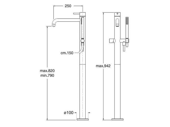 Смеситель для ванны напольный CRISTINA TRICOLORE VERDE TV18913