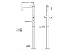 Смеситель для ванны напольный CRISTINA TRICOLORE VERDE TV18913