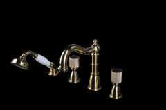 Смеситель врезной 4 отв. ROYAL CRYSTAL BLACK, золото_Комплект