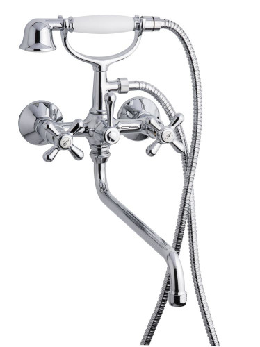 Emmevi Deco Classic, смеситель с длинным изливом (25см) и ручным душем для ванной, цвет бронза