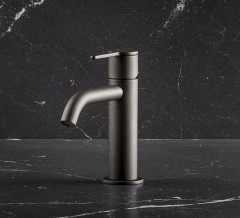 Emmevi Filobrass, однорычажный смеситель для раковины (излив 12 см), с донным клапаном click-clack, цвет черный матовый