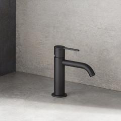 Emmevi Filobrass, однорычажный смеситель для раковины (излив 12 см), с донным клапаном click-clack, цвет черный матовый