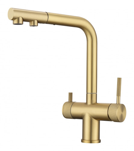 15058-S Смес. од. для кухни с ВЫД. лейкой и подк. ФИЛЬТ. (Мат. Золото)  HANSEN (6/1шт)