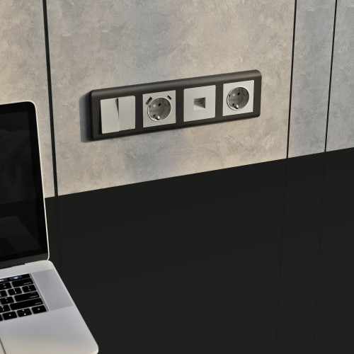 Перекрестный выключатель двухклавишный (дымчатый) W1223004