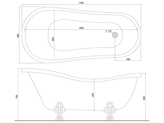 Ванна с колоной слива Scarabeo CASTELLANA 5359