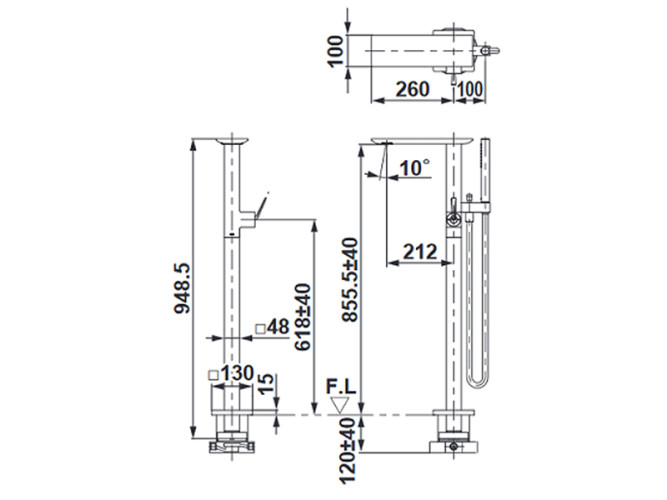Основание для отдельностоящего смесителя  TOTO Без коллекций TBN01105R