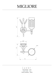 Стакан настенный, стекло декор золото/золото Migliore Luxor