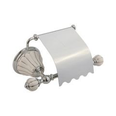 Бумагодержатель закрытый, керамика белая с декором платина, хром Migliore Olivia