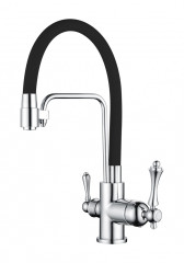 77025-C Смес. для кухни с гибким шлангом и под фильтр (ЧЕРНЫЙ) GANZER (10/1шт)