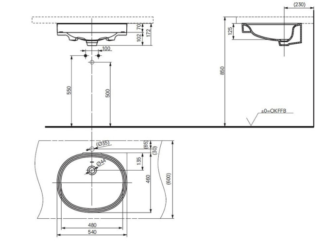 Раковина встраиваемая TOTO PUBLIC LW764Y
