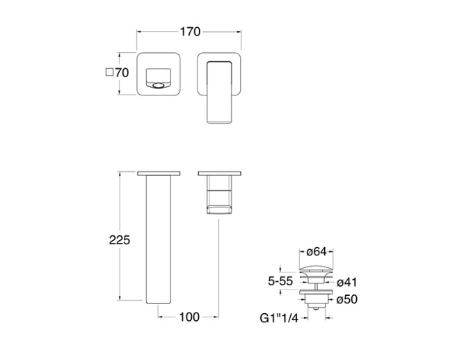Наружные части смесителя для раковины CRISTINA QUADRI S QS25951
