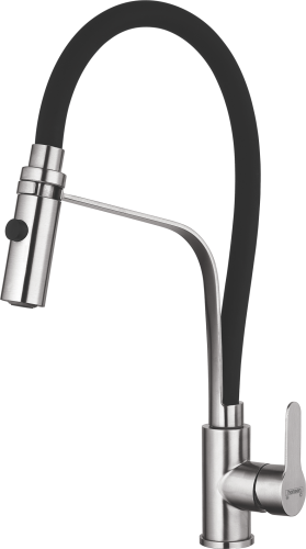 55043-GC Смес. из НЕРЖ. для кух. (САТИН с гиб. чер. изл.) HANSEN  (20/1шт)