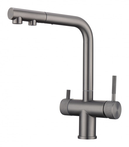 15058-P Смес. од. для кухни с ВЫД. лейкой и подк. ФИЛЬТ. (ГРАФИТ)  HANSEN (6/1шт)