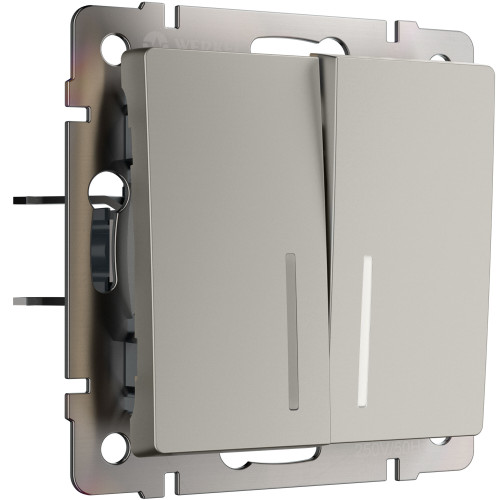 Выключатель двухклавишный проходной с подсветкой (дымчатый) W1222104