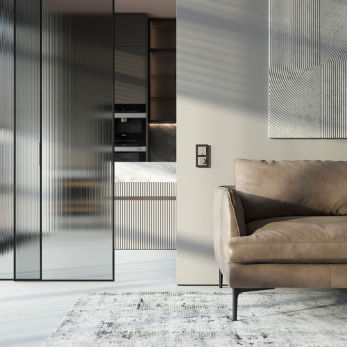 Выключатель двухклавишный проходной с подсветкой (дымчатый) W1222104