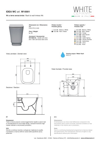 White Ceramic Idea, напольный безободковый унитаз 51x35x43h см, цвет черный матовый