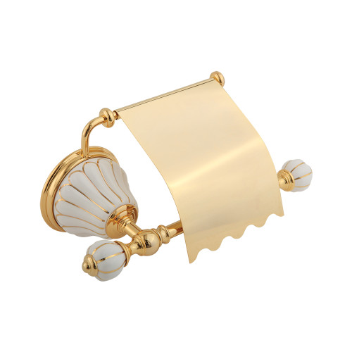 Бумагодержатель закрытый, керамика белая с золотым декором, золото Migliore Olivia