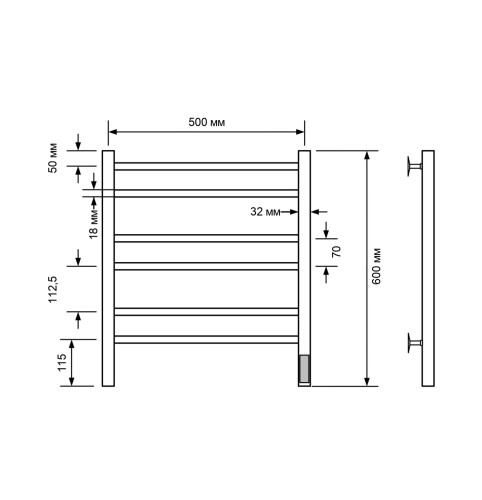 Полотенцесушитель электрический с/т Comfysan Noumi EC-6 60/50, белый