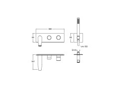 Наружные части скрытого смесителя для ванны CRISTINA RUBINETTO RU10224