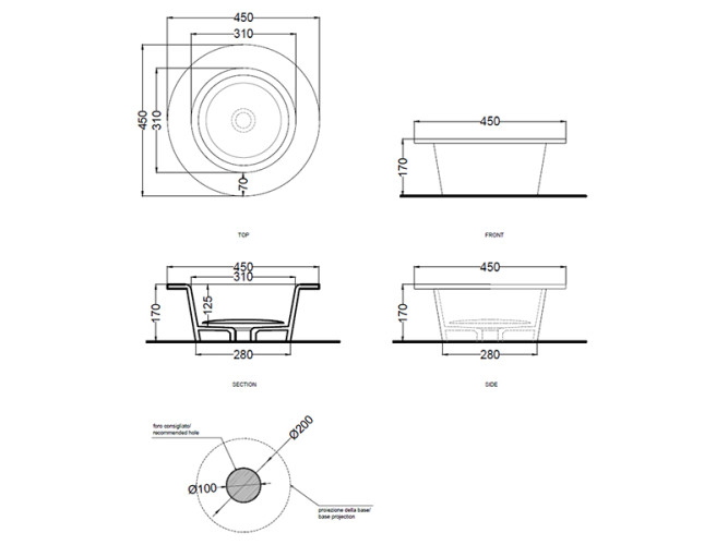 Раковина накладная/ встраиваемая CIELO AMEDEO AMLA45 FN