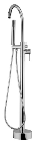 Emmevi Piper, однорычажный напольный смеситель для ванны на 1-й ногe, с набором для душа, цвет хром