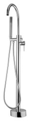 Emmevi Piper, однорычажный напольный смеситель для ванны на 1-й ногe, с набором для душа, цвет хром