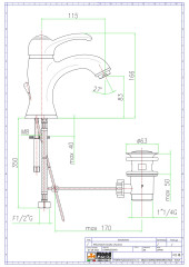 Fiore Jafar, однорычажный смеситель для раковины c донным клапаном, цвет бронза
