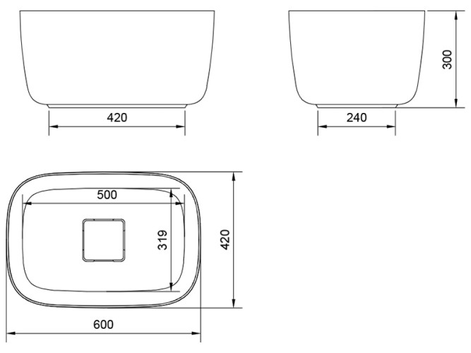 Раковина накладная RELAX DESIGN BONZO L LX01 opac