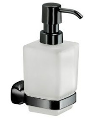 Gedy Stelvio, настенный стеклянный дозатор с пластиковой помпой, цвет черный матовый