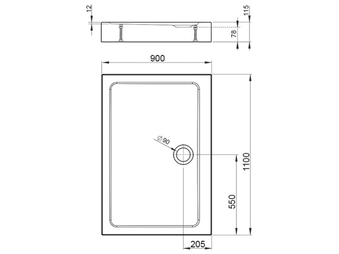 Душевой акриловый поддон RADAWAY DOROS SDRD1190-05