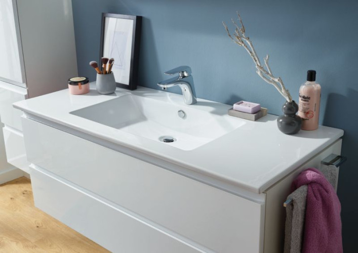 Puris Ace, тумба под раковину из минерального литья 1200 мм, цвет белый высокоглянцевый