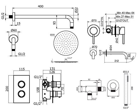 Комплект для душа Plumberia Selection IXO KITXOT18QNO210