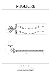 Полотенцедержатель двойной поворотный L45 см, золото Migliore Edera