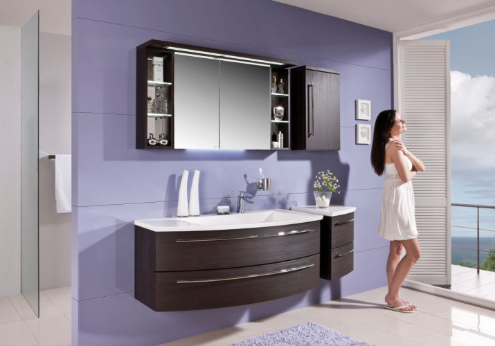 Комплект мебели Puris Crescendo с раковиной из минерального литья, 1200 мм левый, цвет дуб трюфель