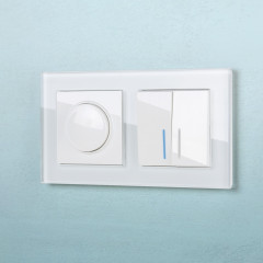 Выключатель двухклавишный с подсветкой (белый) W1120101