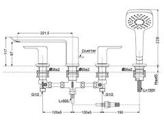 Смеситель для ванны на борт TOTO GR TBG02202R