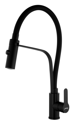 55043-CC Смес. из НЕРЖ. для кух. (ЧЕРНЫЙ с гиб. чер. изл.) HANSEN  (20/1шт)