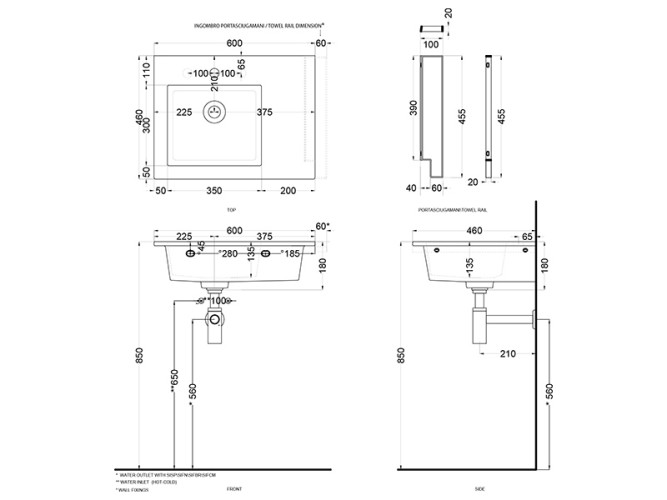 Раковина подвесная CIELO ERA-ECO ERLA60SX BR