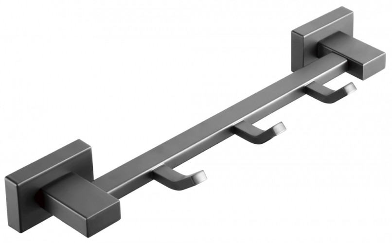 5014-G Вешалка для полотенца с 3-я крючками (ГРАФИТ) ViEiR  (30/1шт)