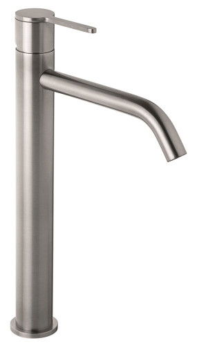 Emmevi Filoinox, высокий однорычажный смеситель для раковины (излив 16 см), с донным клапаном click-clack, из нержавеющей стали