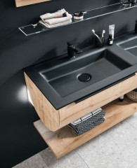 Puris Rounds, раковина стеклянная 1232 мм, цвет черное матовое стекло