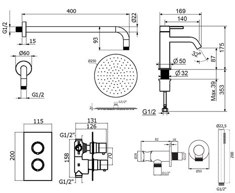 Комплект для душа Plumberia Selection IXO KITXOT18QNO53
