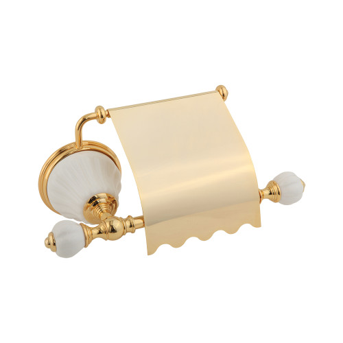 Бумагодержатель закрытый, керамика белая, золото Migliore Olivia