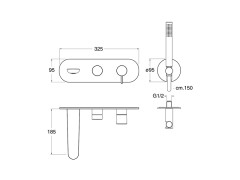 Внешняя часть смесителя для ванны CRISTINA QUEEN QE10251