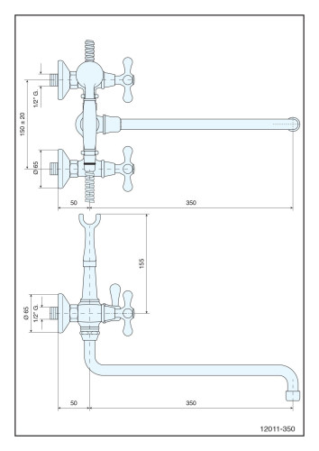 Emmevi Deco Classic, смеситель с длинным изливом (35см) и ручным душем для ванной, цвет хром