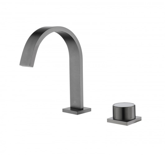 01111-Q Смеситель на борт раковины (2-отв,ГРАФИТ)  GANZER (10/1шт)