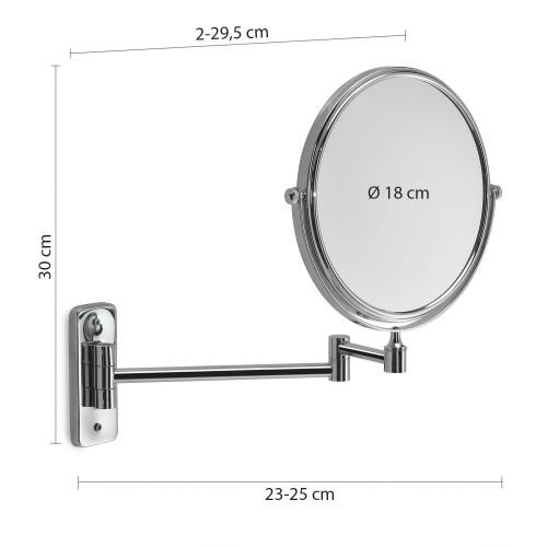 Gedy Gaia, настенное круглое поворотное косметическое зеркало (3x) со складным механизмом, цвет хром